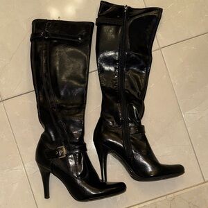 Marc Fisher Shiny Black Heeled Boots